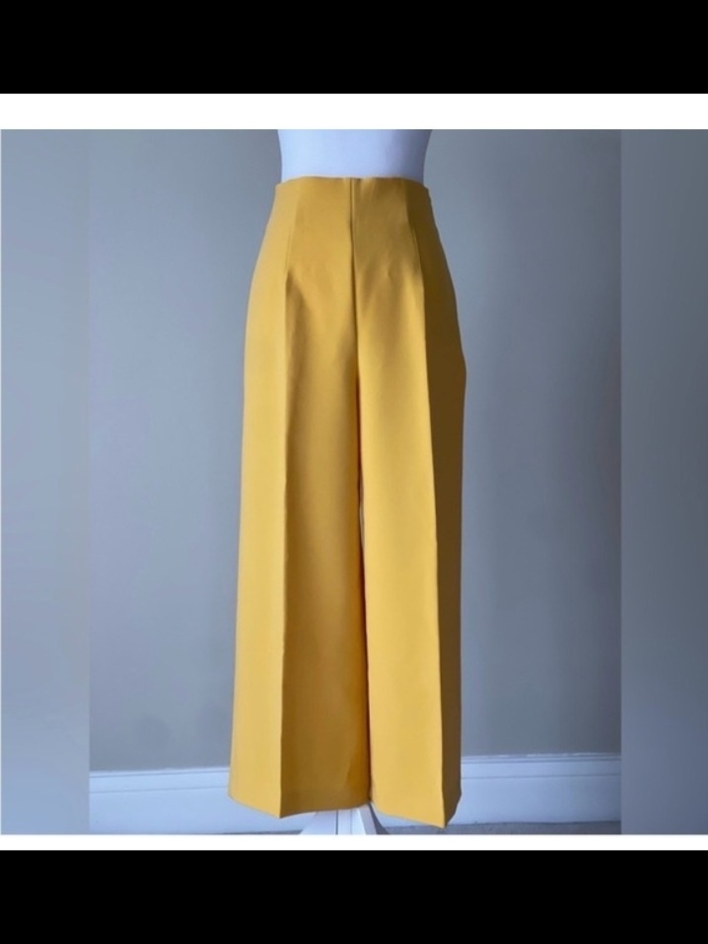 Zara High-Waist Wide-Leg Cropped Pants - Yellow - Picture 3 of 6